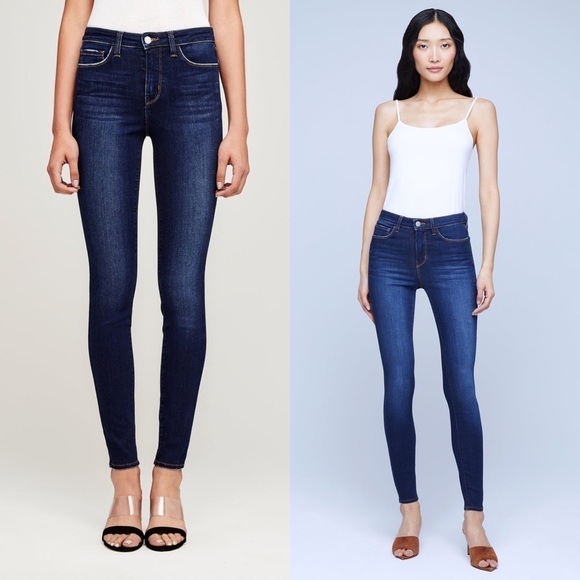 NEW L'AGENCE High Waist Skinny Jeans Distressed Dark Wash Full Length Denim 31 - Picture 11 of 16